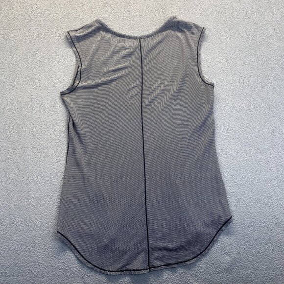 Athleta Womens Shanti Micro Stripe Tank Top Large S Tencel Black White Workout - Picture 2 of 9